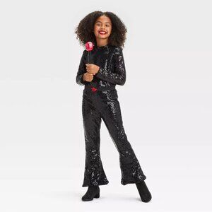 Girls Hyde & Eek GLAM POP STAR Costume Size Med Large Jumpsuit Microphone NWT